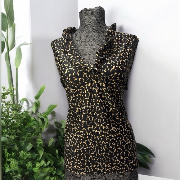 Jude Connally Leopard ruffle tank blouse size XL - Picture 1 of 8